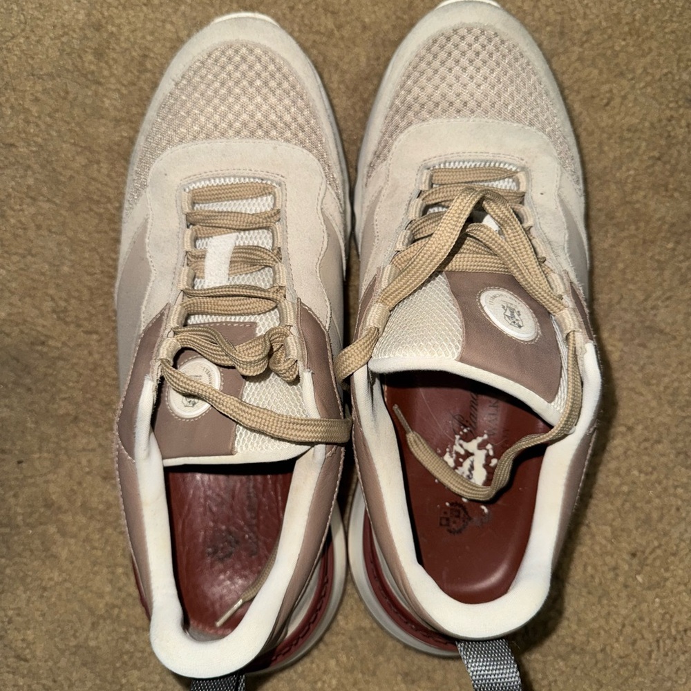 Loro Piana Cream and Brown Men's Sneakers